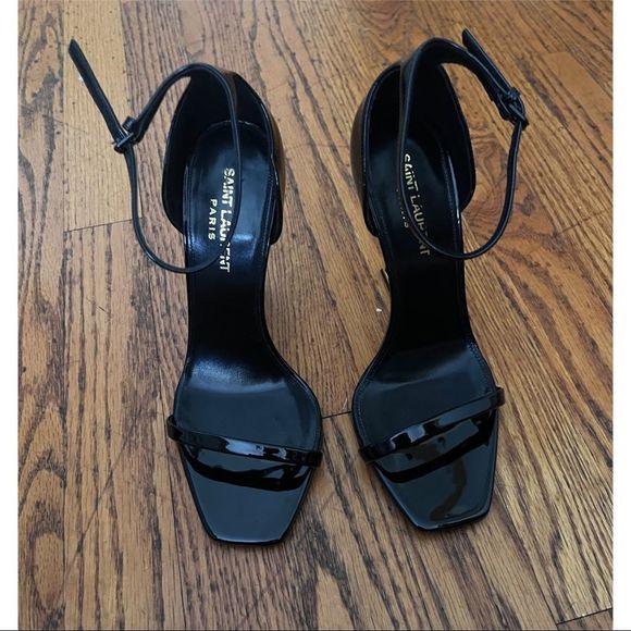 SOLD! YSL OPYUM SANDALS IN PATENT LEATHER WITH GOLD-TONE HEEL - Picture 2 of 5